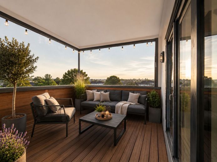 Neubau 2026: Exklusive DG-Wohnung mit 99 m² // 3,5 Zimmer // Loggia &amp; Aufzug in Glessen – KI: Attraktive Außenfläche mit besonderem Wohnwert (bpsh. visualisiert)