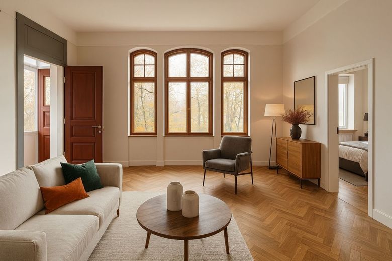 DENKMALGESCHÜTZTE VILLA AM ELBHANG – Wohnzimmer