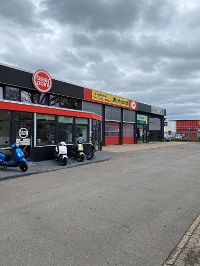 ~250 m² Verkaufs-/Showroomfläche plus Service- & Hallenflächen – flexibel bis 800 m² – Frontansicht (Beispiel)