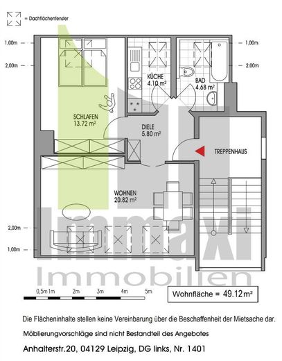 EUTRITZSCH + 2 RAUM DACHGESCHOSS WOHNUNG + FREI AB 01.08.2026 – Grundriss