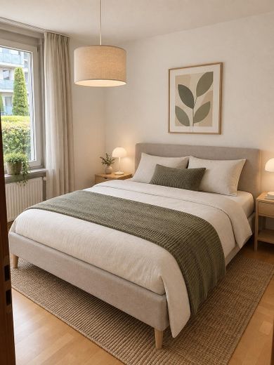 3-Zi-Gartenwohnung mit Terrasse und TG – ab sofort frei – KI Schlafzimmer Fenster