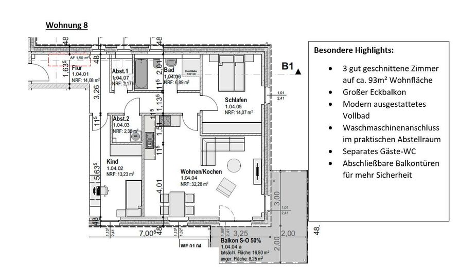Erstbezug Neubau: Penthouse, 4 Zimmer Wohnung 112 m² Dachterrasse Einbauküche in Neumünster Gadeland – Wohnung 8