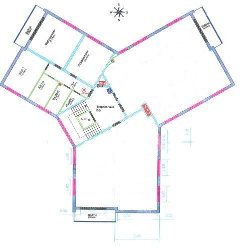 NEU - kernsanierte 3-Zimmer-Wohnung mit Balkon in Oberasbach ab 16.07.2026 – Grundriss 3-Zimmer-Wohnung - 76,6m²