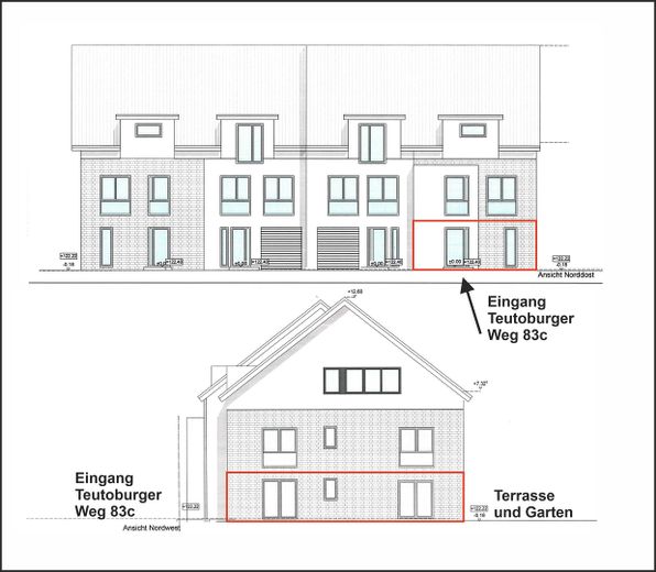 SHS (zentrumsnah): ETW (Bj. 2023) im EG | 2,5 ZKB ca. 70 m² | Keller+Garten, optional Stellplatz – Ansichten
