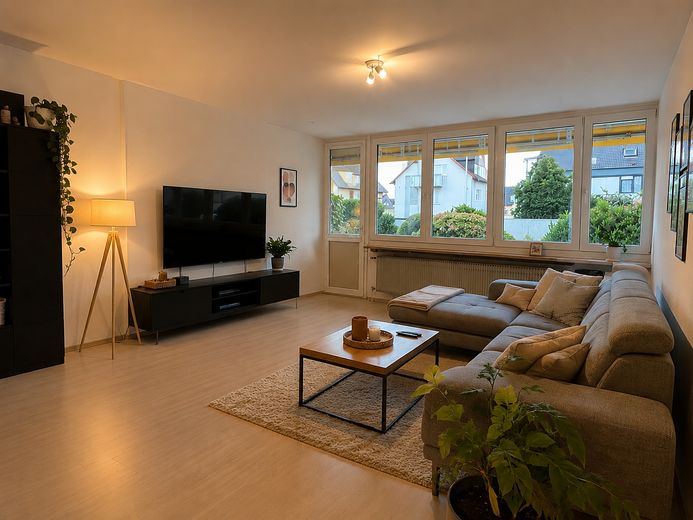 Familientraum mit Garten – großzügige Maisonettewohnung über 2 Ebenen mit Terrasse und 2 Bädern – Wohnzimmer
