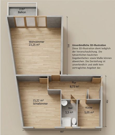 Möblierte 2-Zimmer-Wohnung mit Balkon und Aufzug – bezugsfrei & provisionsfrei – Fotoğraf 5
