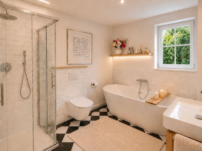 Keine Provision, Südbalkon/Südgarten, energetisch topsanierte Stadtvilla, Villenkolonie Pasing I – Masterbad_Erdgeschoss_Wanne