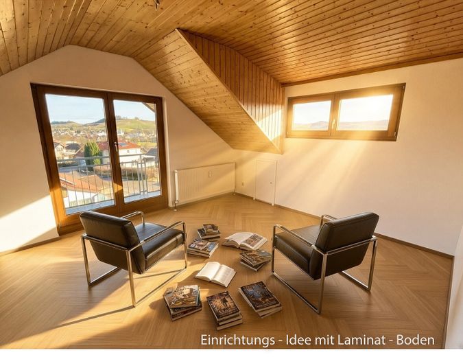 💦 شقة ميزونيت من 3 غرف بمساحة 76,03 م²، شاملة المرآب وموقف السيارات 💦 – OG - Schlafen mit Laminat