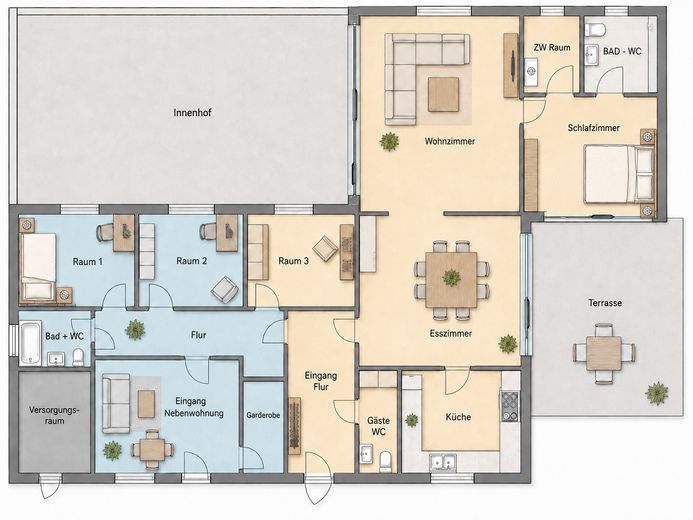 Bungalow mit großem Grundstück und viel Potenzial in außergewöhnlich ruhiger Lage – evtl. Haupt-/Nebenwohnung