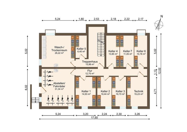 Letzte Neubauwohnung, 4 Zimmer, barrierefrei, zwei Terrassen und mit KfW 55 Standard – Grundriss Keller 1