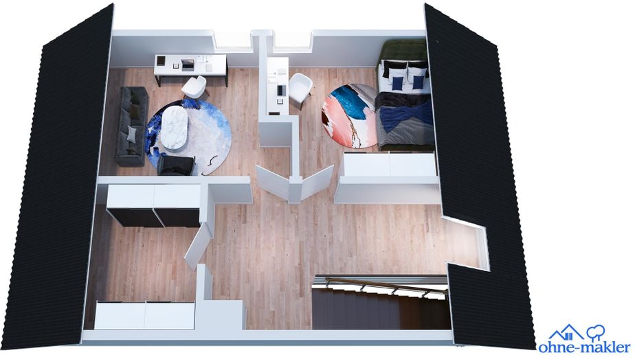 Doppelhaushälfte – 3D-Grundriss Dachgeschoss