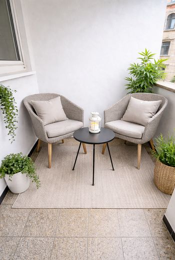 Provisionsfrei: Möbliertes Apartment mit Loggia im Heusteigviertel – Loggia Einrichtungsbeispiel