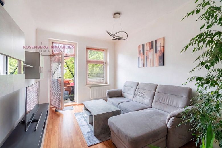 Charmante 3-Raumwohnung mit Balkon 
und Stellplatz im Leipziger Osten! – Immobilie in Leipzig / Engelsdorf zu verkaufen_3-Raum_Wohnzimmer