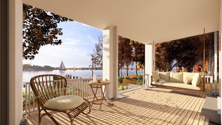 EINFAMILIENHAUS IM HAMPTON-STIL - mit Wohnkeller – Ansicht Terrasse
