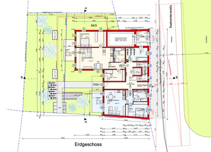 Baugründstück mit Blick auf den Mühlgraben / Saale inkl. Baugenehmigung für Mehrfamilienhaus – EG