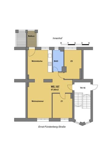Jasne, loftowe mieszkanie 3-pokojowe, Prenzlauer Berg przy Volkspark Friedrichshain – Grundriss