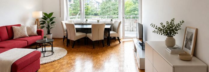 Jasne mieszkanie 1-pokojowe w Monachium-Sendling, 1. piętro, balkon od strony zachodniej, wynajęte, sprzedaż prywatna – Wohnraum