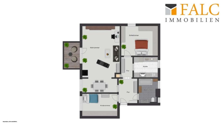 Helle Etagenwohnung mit Balkon und Tageslichtbad – Grundriss