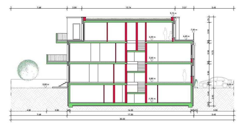 3 Zi.-Whg im OG mit Balkon / Grundriss variabel / mit Fahrstuhl – Schnitt 2