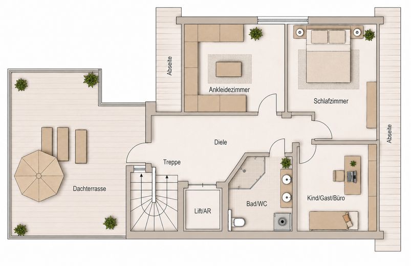 Casa nella casa con piscina, terrazza sul tetto e ascensore privato - Traunstein – Grundriss Dachgeschoss