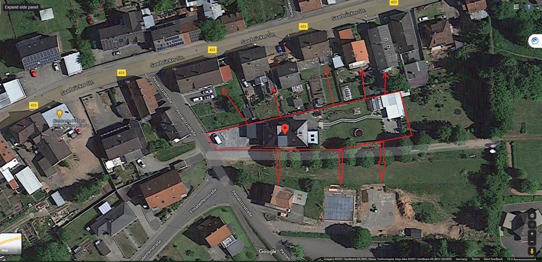 Moderne Luxusvilla: 432 m² Wohnfläche, PV-Anlage, Wärmepumpe & Sauna – Grundstücksübersicht