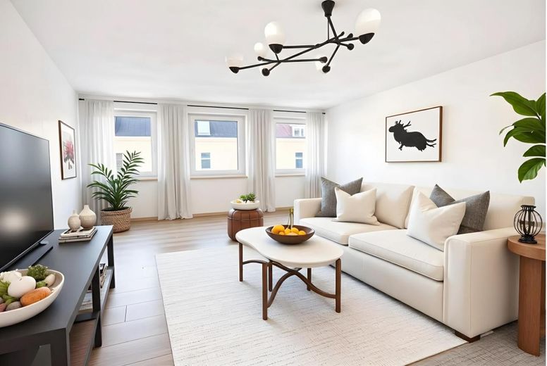 Wohnzimmer mit KI bearbeitet