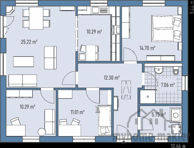 Pyrbaum- moderner Fertighaus Bungalow mit Grundstück – B94-124-S_GRUNDRISS