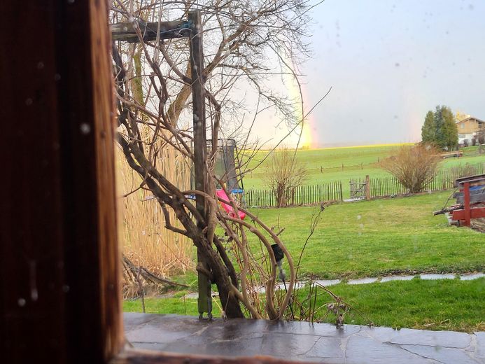Traumwohnung im Grünen - 8 Zimmer, 3 Bäder, großer Garten, ... – Blick aus dem Küchenfenster