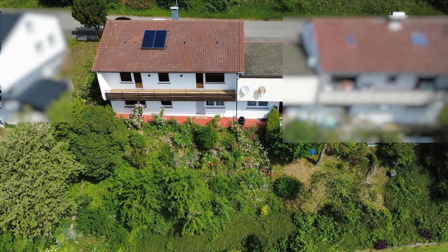 Charmantes Einfamilienhaus in idyllischer Lage, provisionsfrei ! – Drohnenbild 1