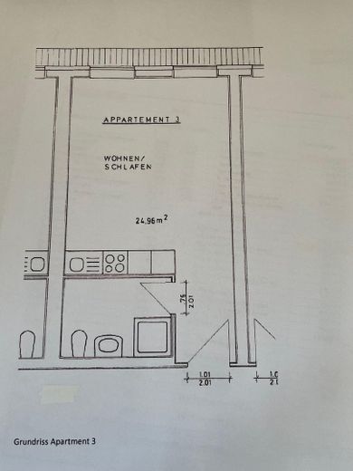 Modern und Gemütlich, Pendlerwohnung, 1-Raum Appartement im Denkmalhof, komplett ausgestattet – Grundriss Apartment 3