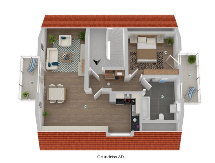 Attraente appartamento mansardato con 2 locali in posizione ambita – Grundriss (Visualisierung)