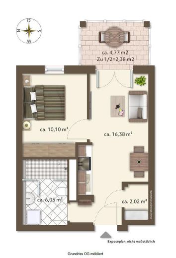 Grundriss 1.OG möbliert
