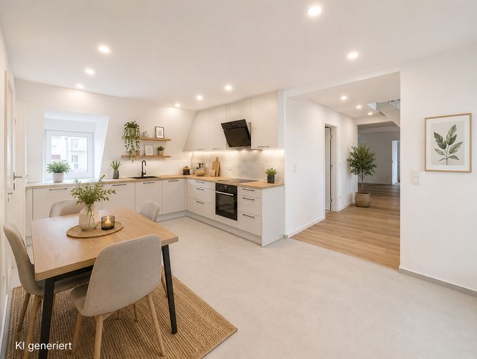 Sanierte Dachgeschosswohnung - Balkon, zum Einzug bereit - OHNE Provision – Eingang / Küche