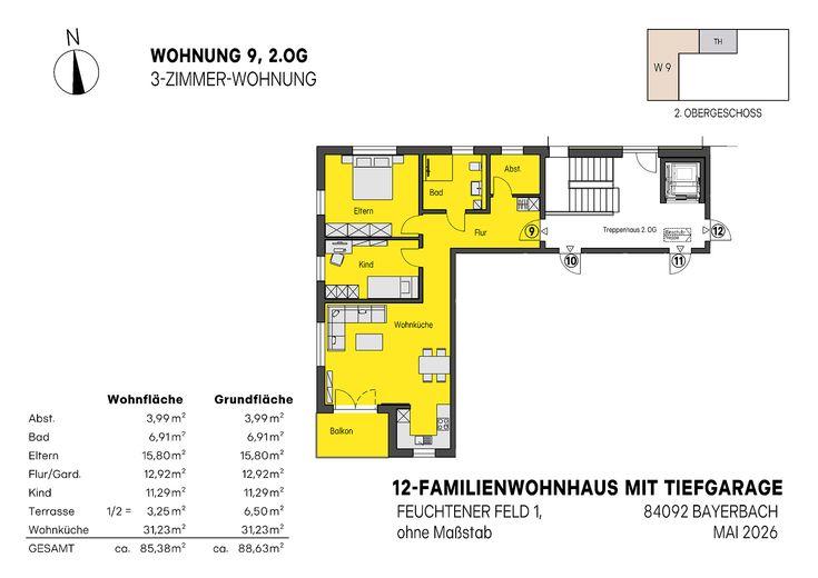 KfW 40 QNG | Neubau | 2-Zimmer-Eigentumswohnung | Aufzug |Tiefgarage – Foto 12