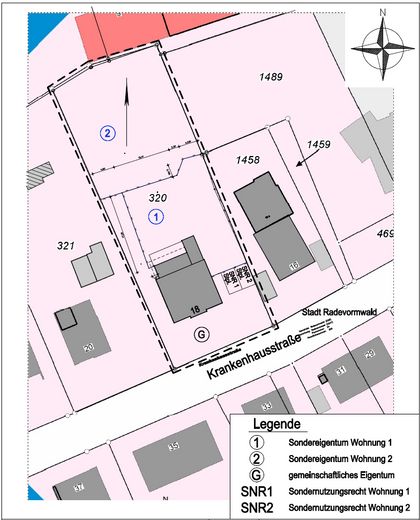 Haus-im-Haus-Gefühl: 6-Zimmer-Wohnung mit Dachterrasse & 600qm Privatgarten – Lageplan (hier: Wohnung 2)