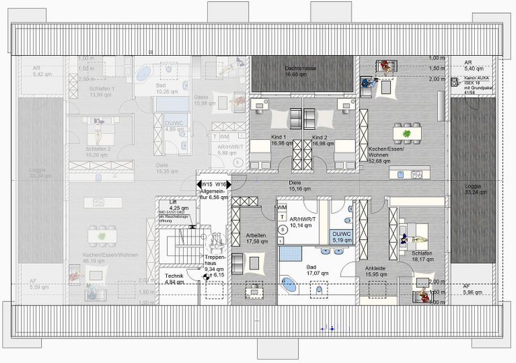 Exclusivo piso de 6 habitaciones con una suite principal, opción de refrigeración y dos grandes terrazas en la azotea – Wohnungsgrundriss