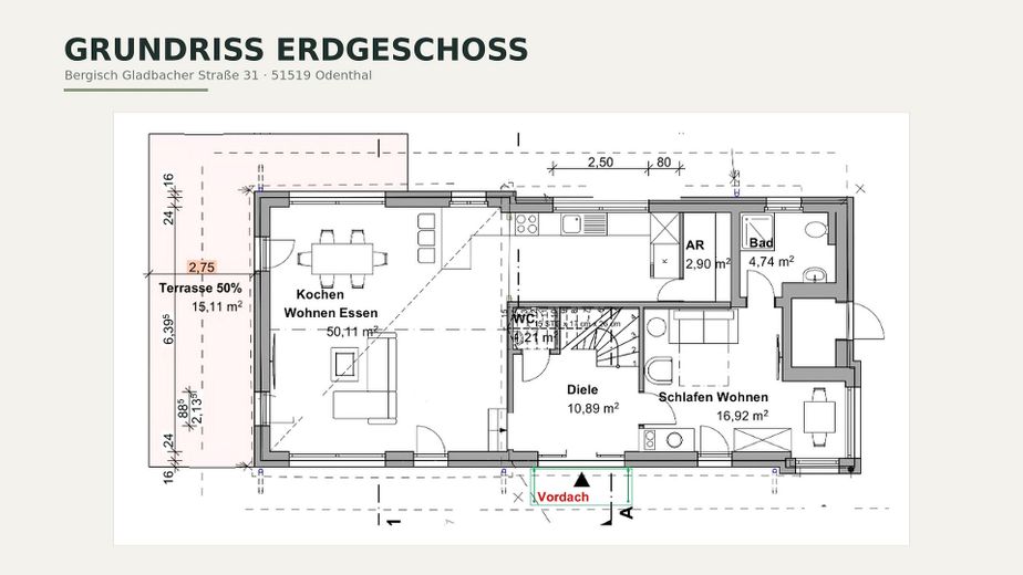 Odenthal ihr Haus am Bach nach KFW 55 EE Standard inkl WP Klima Solar und Wallbox – Grundriss Erdgeschoss