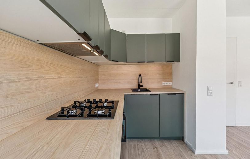 Bezugsfertiges City-Apartment – saniert, modern und zentral – Küchenzeile mit Geschirrspüler
