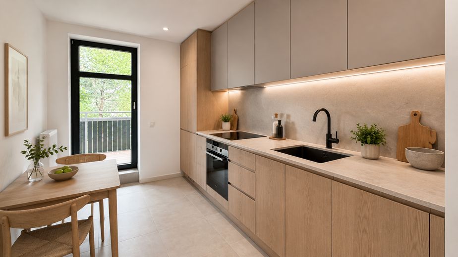 *Recently modernized: 2-room period apartment in Leipzig Stötteritz | Commission-free | 4% yield + 4.25% depreciation allowance* – Küche (eingerichtet)