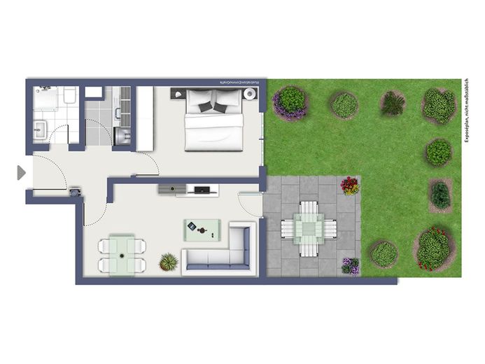 2-Zimmer-Souterrainwohnung mit kleinem Garten in Ober-Ramstadt - ideal für Singles &amp; Paare – M372-2612 - Grundriss