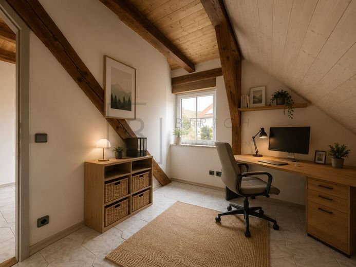 Galeriewohnung im Fachwerkstil - 5 Zimmer mit Loftcharakter &amp; 2 Stellplätzen – Wohnbeispiel mit virtueller Möblierung