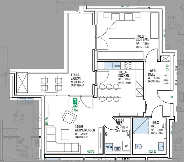 Kerken-Nieukerk'te 76,12m² mülk dairesi – Grundriss Wohnung 6