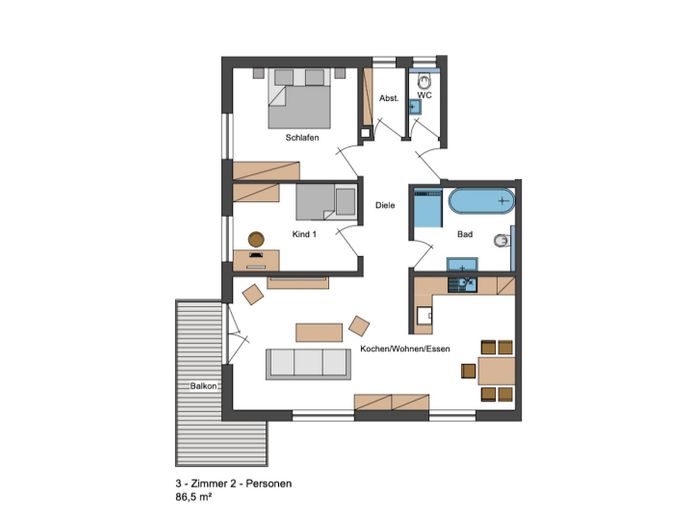 **PREMIÈRE OCCUPATION exclusive** Appartement moderne de 3 pièces au rez-de-chaussée avec BALCON dans un écrin de verdure – Grundriss