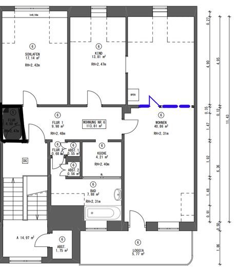 Blaue Linie (Wand kommt noch)