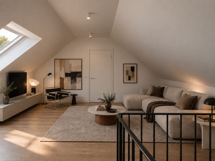 Maison 1 I Duplex de 4 pièces en première occupation : 89m², balcon et cuisine équipée – Visualisierung Wohnzimmer
