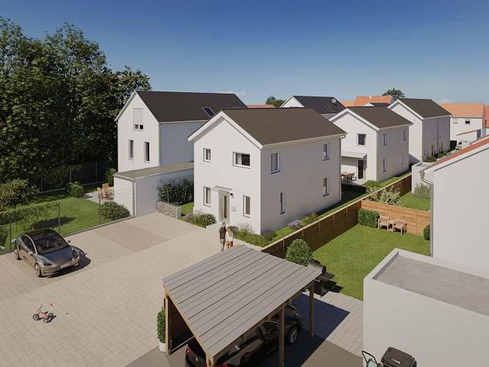 Kompaktes Stadthaus in kleinem Neubaugebiet mit eigenem Garten und Top-Anbindung in Worms-West – Hausansicht Südost