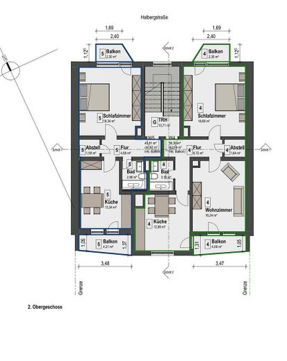 Solide Kapitalanlage in Ludwigshafen-Süd | 1,5-Zimmer-Wohnung, vermietet | Garage optional – Grundriss 2. OG