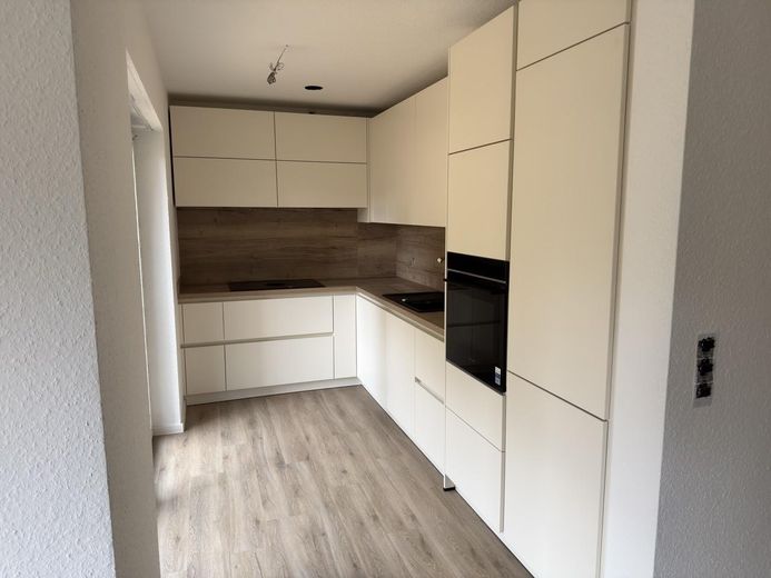 Hochwertige 3-Zimmer-Gartenwohnung mit Südterrasse, Designküche & Blick ins Grüne – Designküche mit BORA