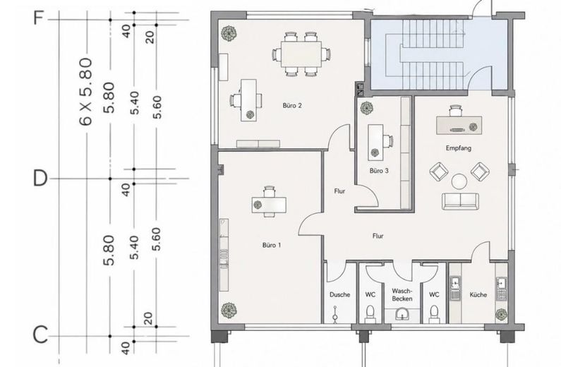 Helle Büro-/Praxisräume 110 qm in bester Lage – Grundriss