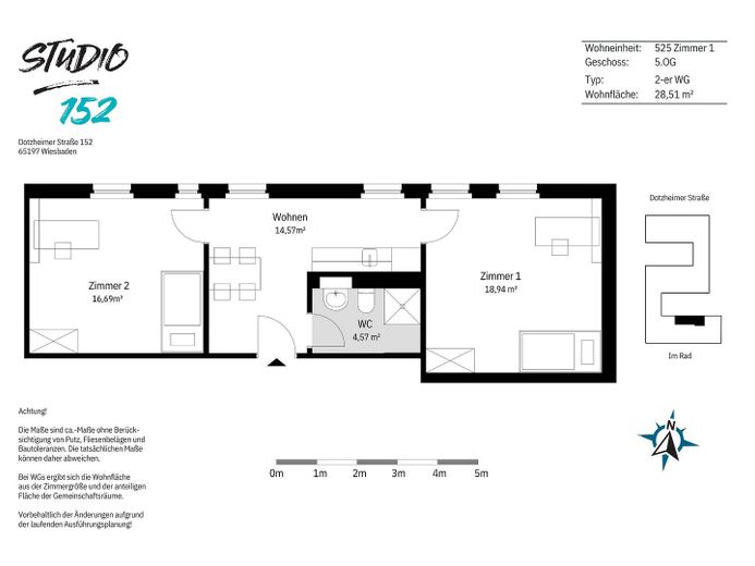STUDENTS ONLY: Studio 152 - 2er-WG mit EBK, ALL-IN-MIETE, UVM. im Wiesbadener Rheingauviertel – Grundriss der WG